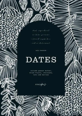 Sketched frame design with date palm leaves and dried fruits illustrations on chalkboard. Hand drawn vegan food ingredients sketches vector background.